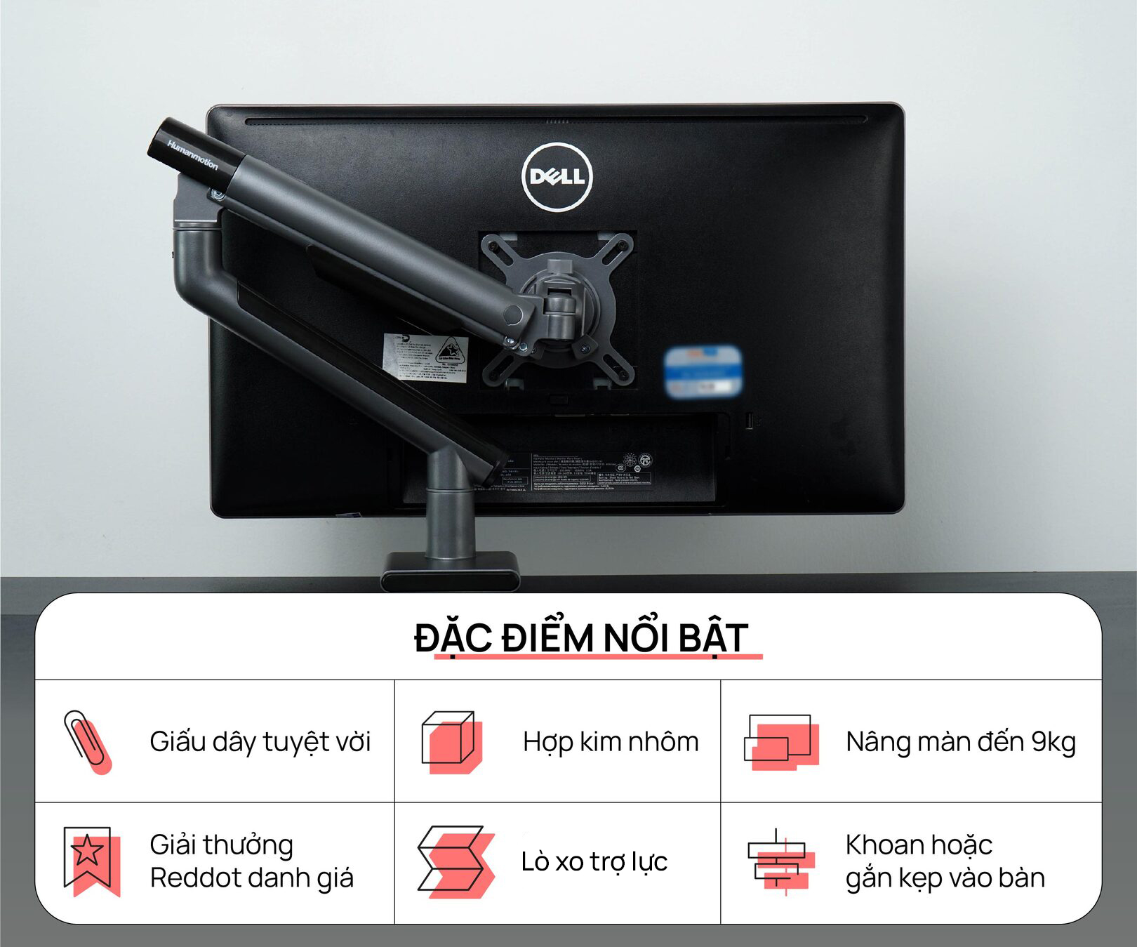 Giá đỡ màn hình Human Motion T7 Màu Đen Xám - Hàng Chính Hãng