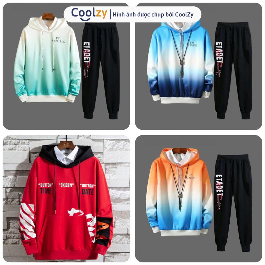 Set Áo Hoodie quần Jogger ️ Áo khoác nỉ thu đông unisex trần bông 2 lớp 2 MÀU + ETADET, form unisex nam nữ trẻ trung