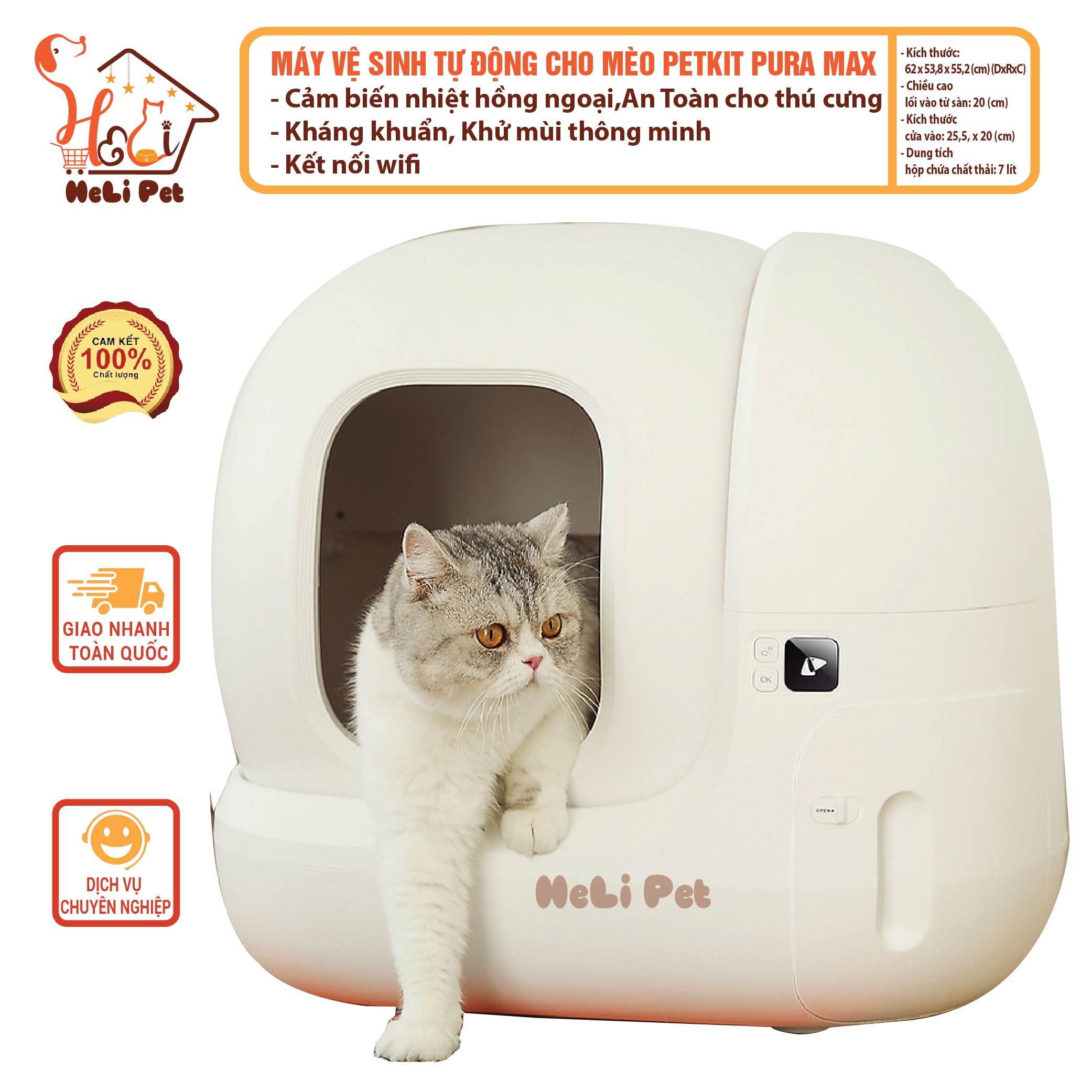 [CHÍNH HÃNG BH 18 THÁNG] Máy Vệ Sinh, Dọn Phân Mèo Tự Động PETKIT PURA MAX 2024 Kháng Khuẩn, Khử Mùi Dùng - HeLiPet