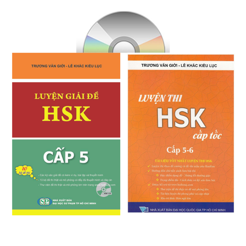Combo 2 sách Luyện giải đề thi HSK cấp 5 có mp3 nghe +Luyện thi cấp tốc tập 3 HSK 5+6 +DVD tài liệu