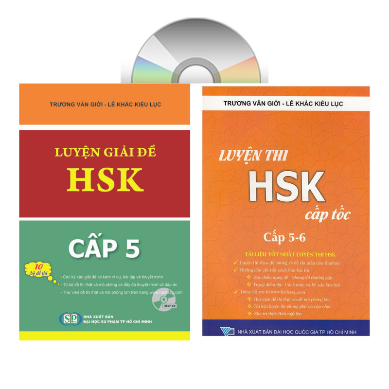 Combo 2 sách Luyện giải đề thi HSK cấp 5 có mp3 nghe +Luyện thi cấp tốc tập 3 HSK 5+6 (Tiếng Trung giản thể, bính âm Pinyin, nghĩa tiếng Việt)+DVD tài liệu