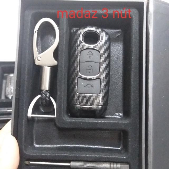 Bao da chìa khoá cacbon Dành Cho Mazda 3 3 nút