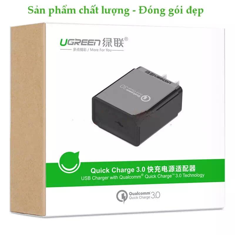 Ugreen UG40710CD122TK 18W màu Đen Củ sạc nhanh cổng USB chuẩn QC 3.0 - HÀNG CHÍNH HÃNG