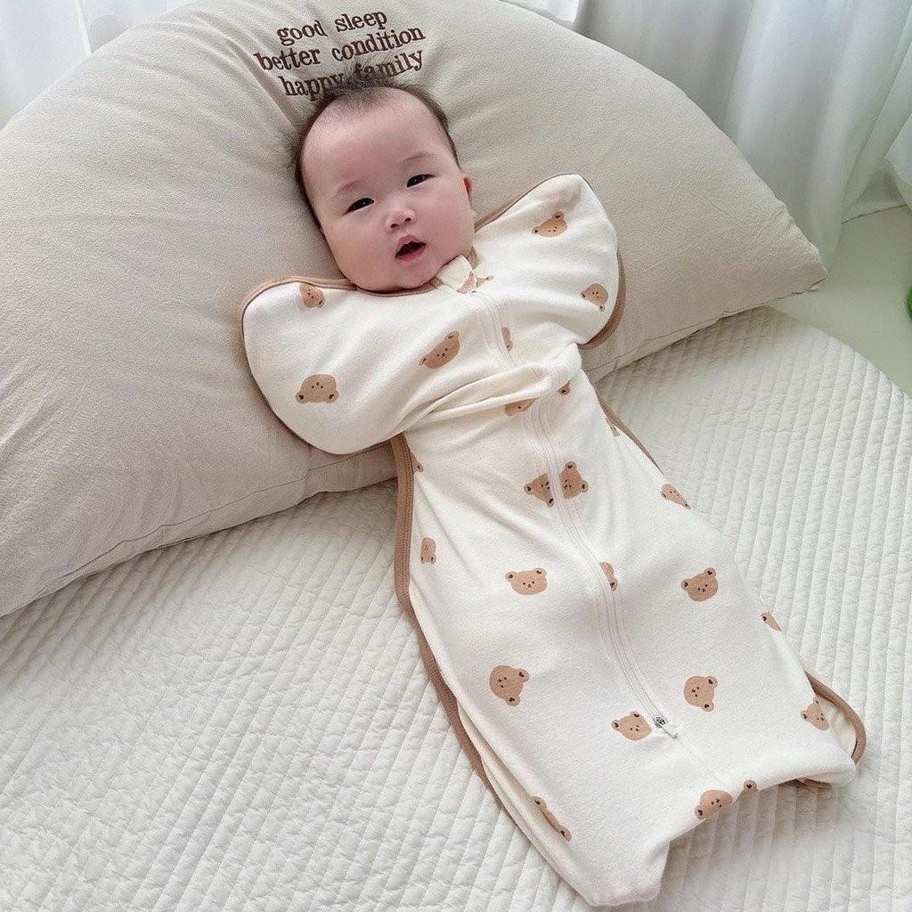 Nhộng chũn ngủ cho bé sơ sinh Boona, nhộng ngủ cho bé ngủ ngon sâu giấc chống giật mình, dây khóa kéo 2 chiều - BOONA - HỔ