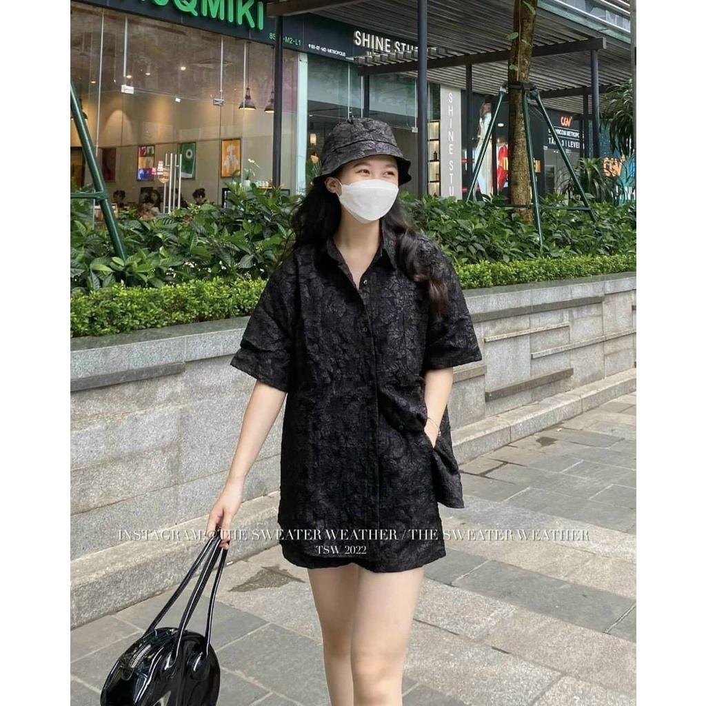 SET ÁO SƠ MI TAY NGẮN FORM RỘNG MIX QUẦN ĐÙI CHO CÁC NÀNG TRẺ TRUNG NĂNG ĐỘNG