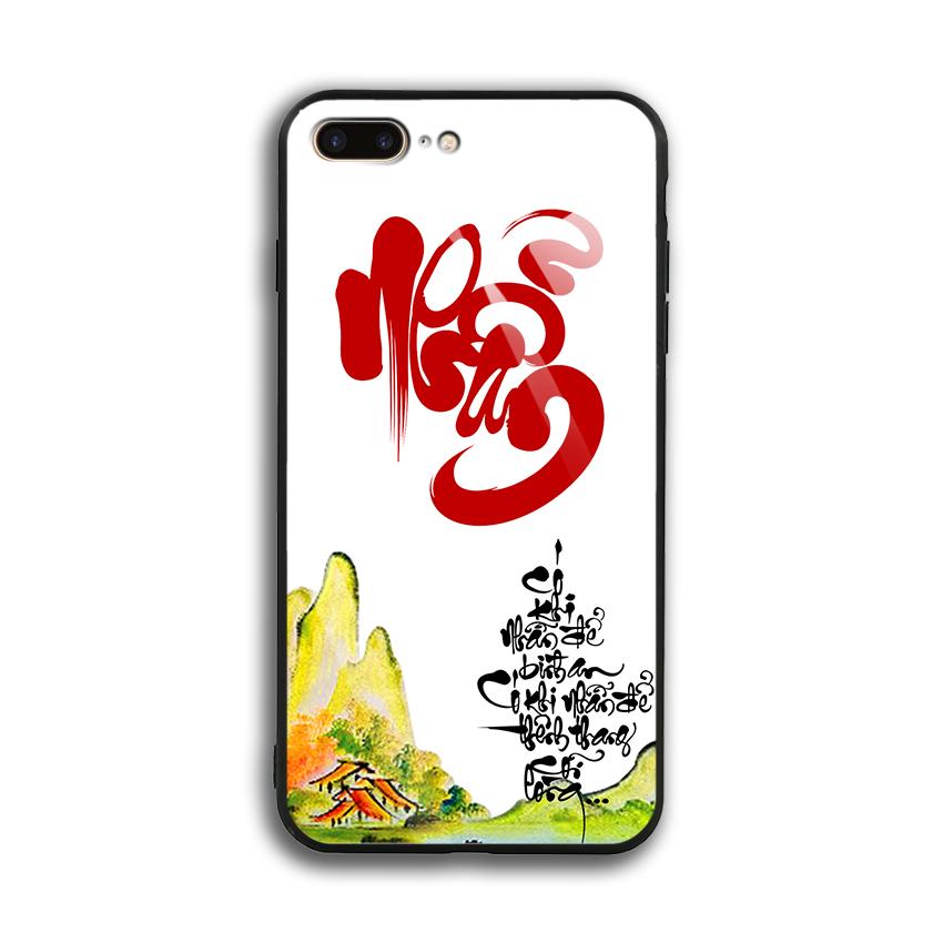 Ốp Lưng Kính Cường Lực cho Iphone 7 Plus / 8 Plus - In chữ thư pháp - 03004 - 7808 NHAN02 -  Hàng Chính Hãng