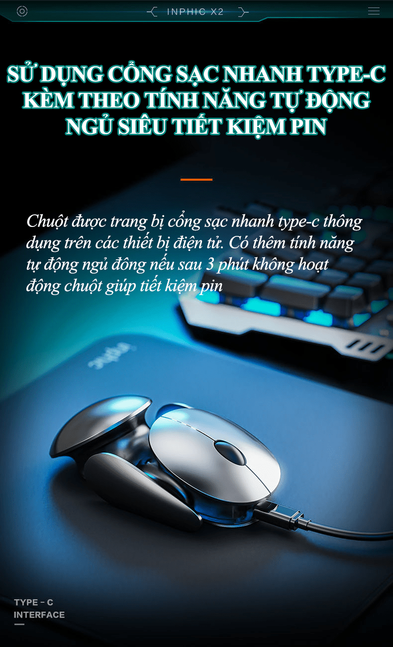 Chuột không dây X2 thiết kế mới lạ độc đáo kết nối bằng chip USB 2.4G sử dụng pin sạc - HN