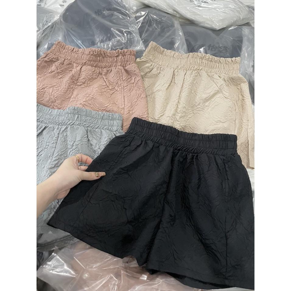 Quần short nữ dập nổi 3D xốp phồng hàng đẹp,Quần sooc phồng xốp hoa dập nổi