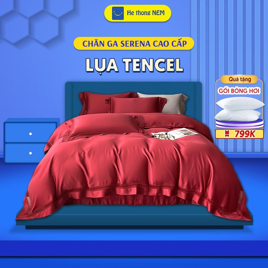 Bộ Ga Trải Giường Lụa Tencel Cao Cấp SERENA Chính Hãng Bộ Chăn Ga Gối Đệm Nệm 5 Món Ra Giường Tencel Lụa