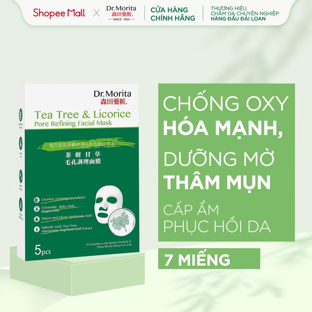Hộp 5 Miếng Mặt Nạ Dr. Morita Tea Tree & Licorice Pore Refining Facial Mask 30g/m