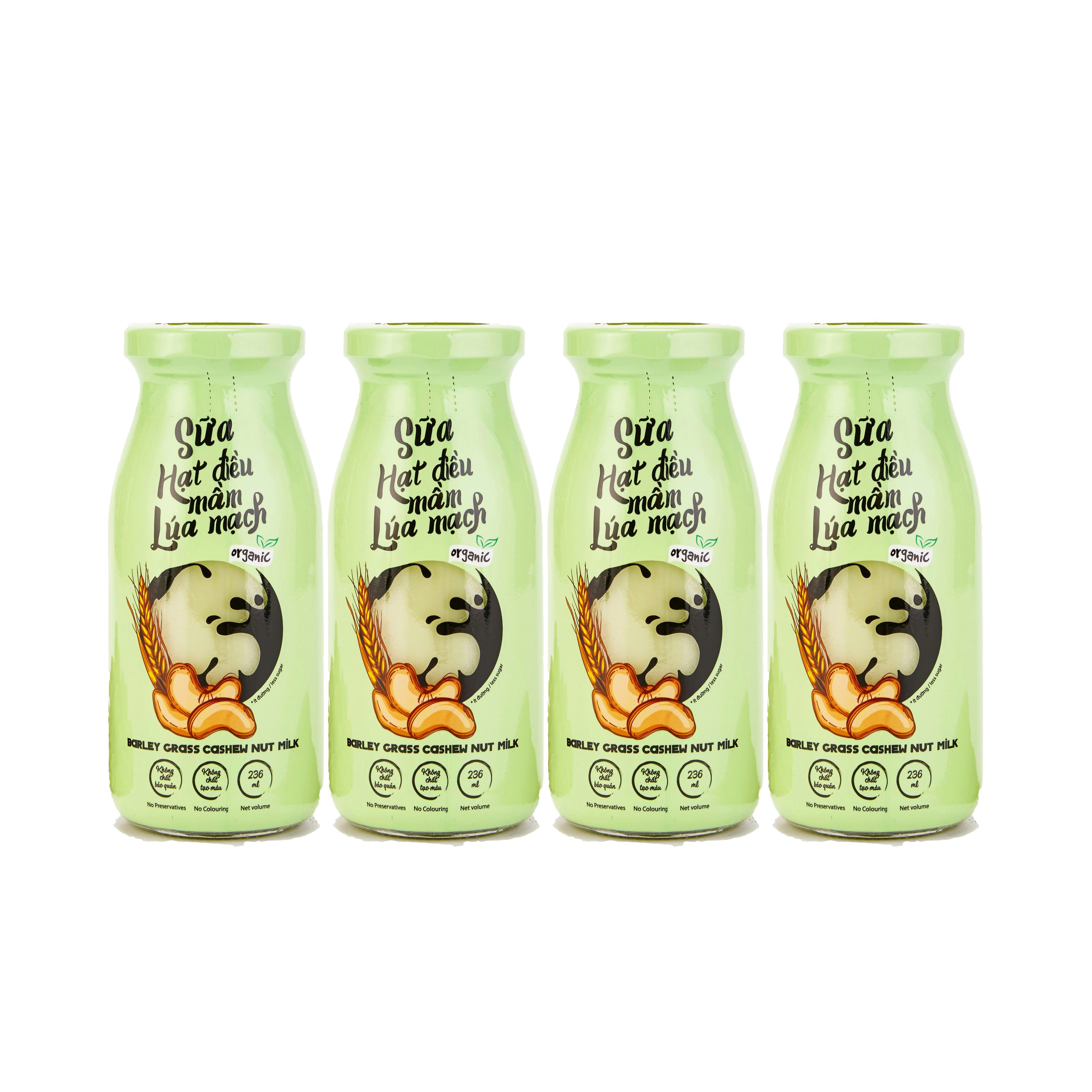 Lốc 4 chai sữa hạt L'ORCHATA vị hạt điều mầm lúa mạch 236ml