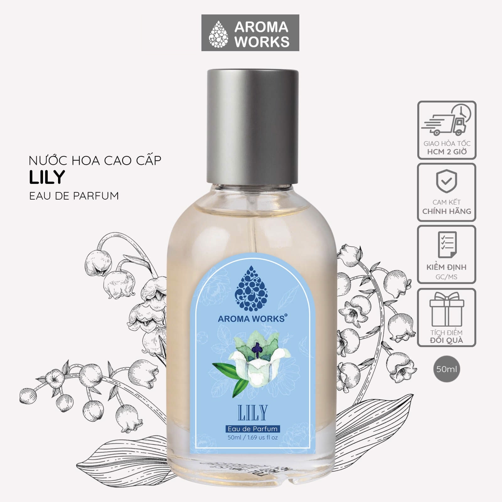 Nước hoa tinh dầu Aroma Works Lily Eau De Parfum lưu hương lâu