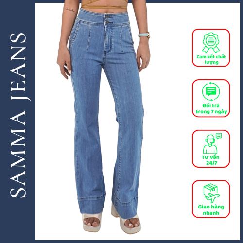 Quần Jean nữ cạp cao 2 túi chéo SJP01, Quần bò nữ cao cấp, chất liệu co dãn 4 chiều - Fom dáng chuẩn SAMMA JEANS