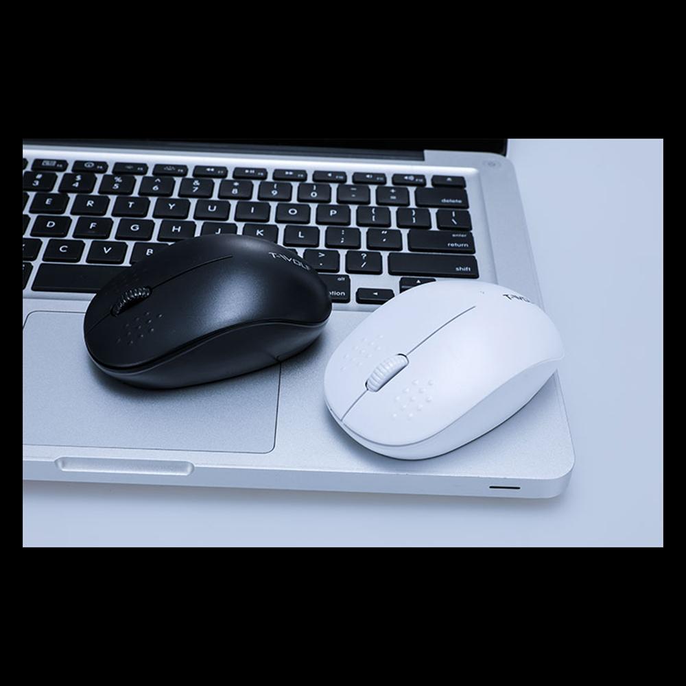 T-WOLF Q4 2.4G Wireless Optical Office Mini Mouse 3 Button 1000 DPI Ergonomic Gaming Mouse for PC/Laptop White