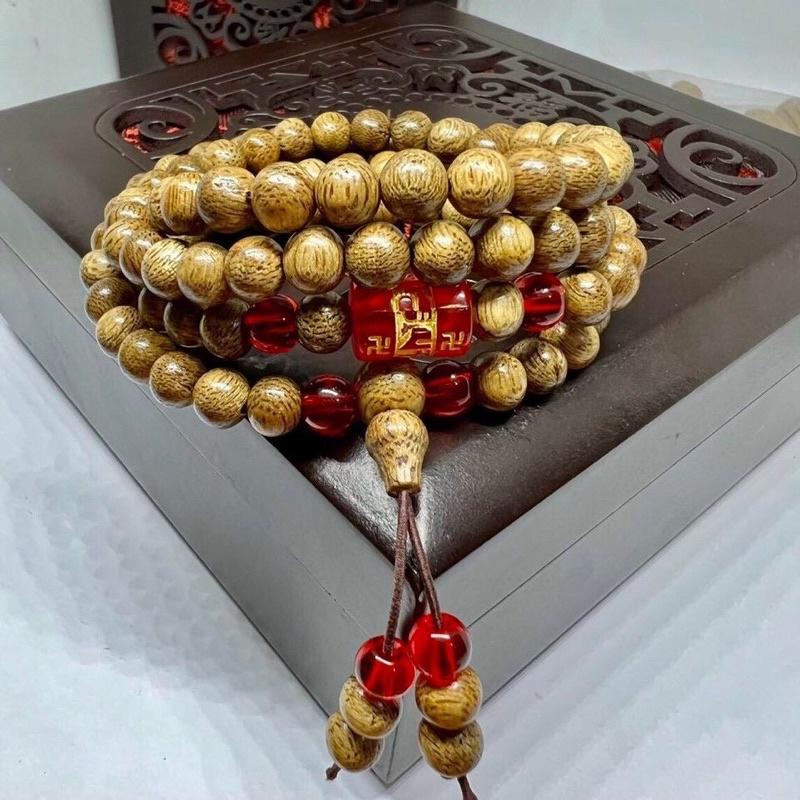Vòng tay 108 hạt mix charm đá màu