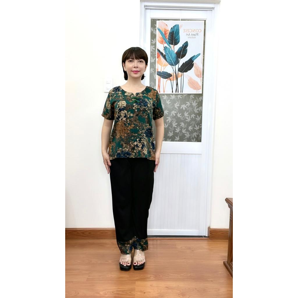 Đồ Bộ Trung Niên Cho Mẹ, Bà. Đồ Bộ Trung Niên Nữ In Hoa Trẻ Trung Thanh Lịch