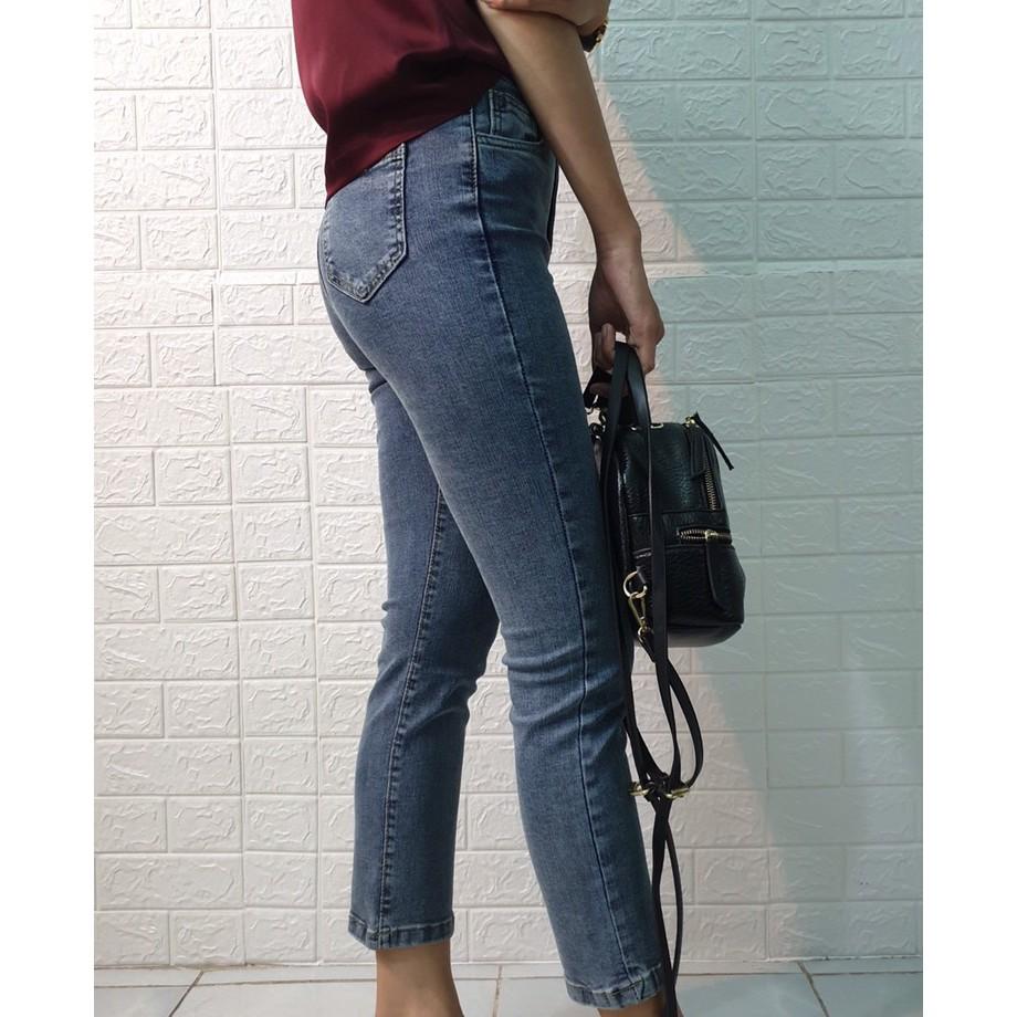 Quần jeans nữ cạp cao ống đứng co giãn cực tốt