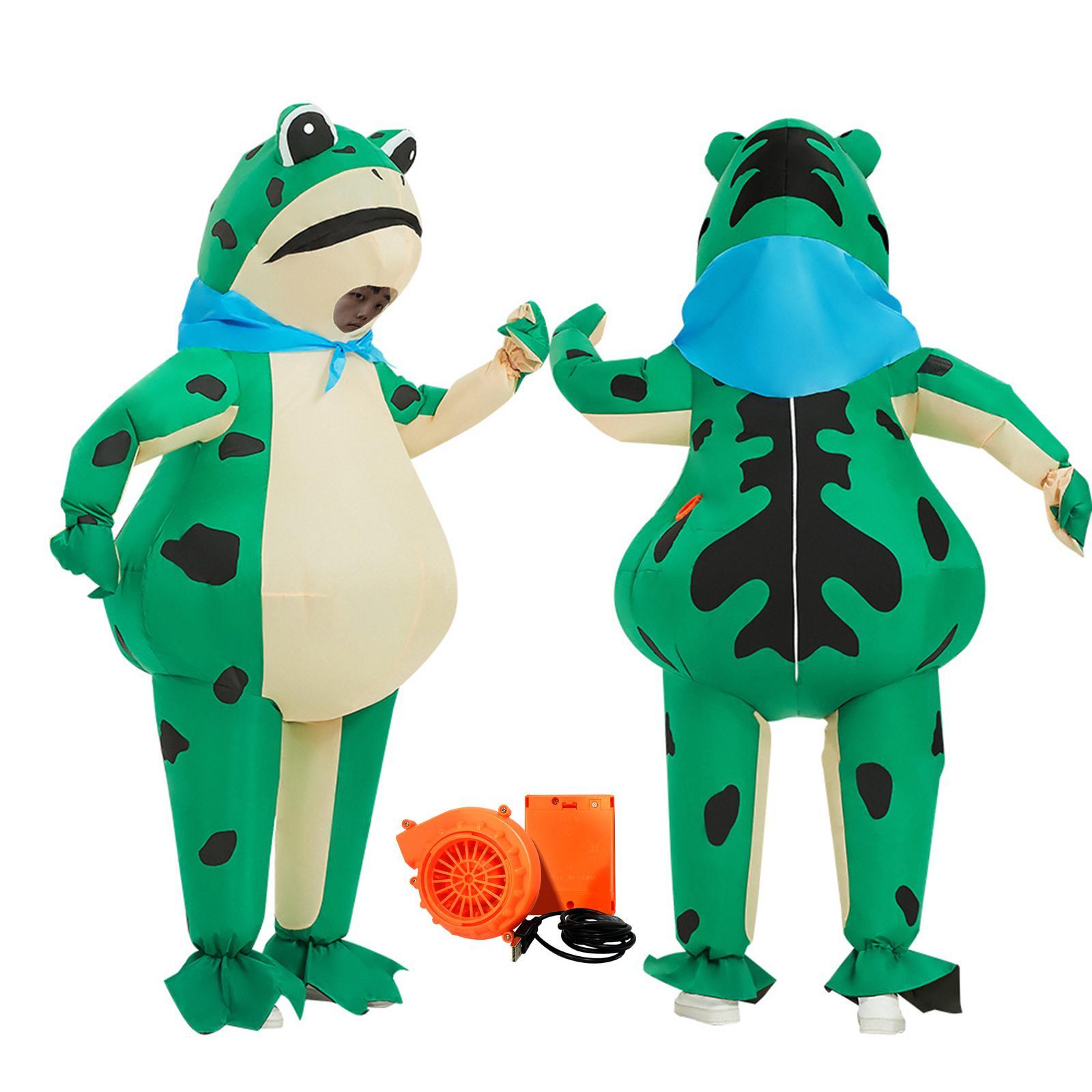 Adult Unisex Inflatable Frog Costume Halloween Anime Cosplay Party Dress up for Men Women Festival Role Play Masquerade Funny Blow Suit
