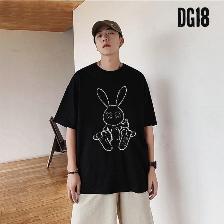 ÁO THUN UNISEX NAM NỮ thỏ ngồi mắt xx
