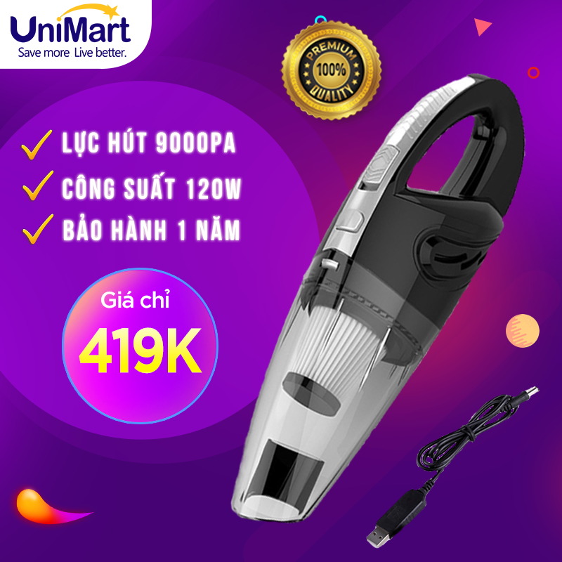 Máy hút bụi cầm tay không dây loại sạc pin dùng cho gia đình - lực hút 3200kpa - dung lượng 2200mAh - có thể hút bụi khô và nước - màu xám đen - Hàng Chính Hãng
