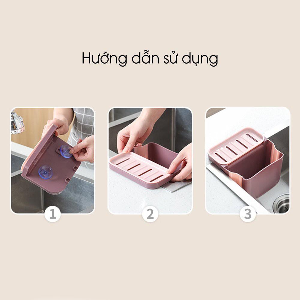 Rổ khay giỏ lọc gấp gọn K3 đựng rác đồ ăn thức ăn thừa treo bồn rửa bát rửa chén bằng nhựa gấp gọn thông minh