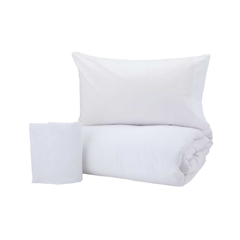 Bộ ga gối 3 món cho giường 1m6 KEILLY vải cotton mềm mịn, màu trắng đơn giản không họa tiết | Index Living Mall - Phân phối độc quyền tại Việt Nam
