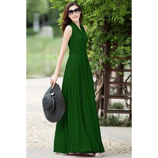 ĐẦM XÒE MAXI DÀI CỔ CHOÀNG NHIỀU MÀU