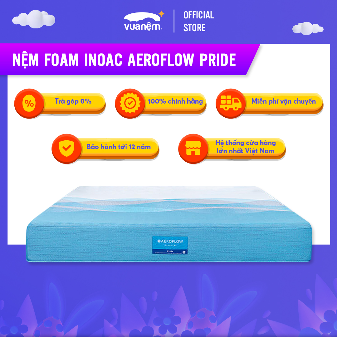 Nệm Foam cao cấp Aeroflow Pride phân tán và giải phóng áp lực, nâng đỡ chuyên sâu theo vùng