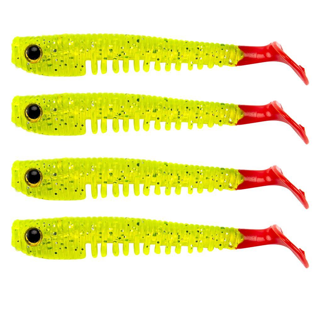 4pcs Soft Plastic Lure Artificial Worm Bait Carp Bass Trout Minnow Fishing