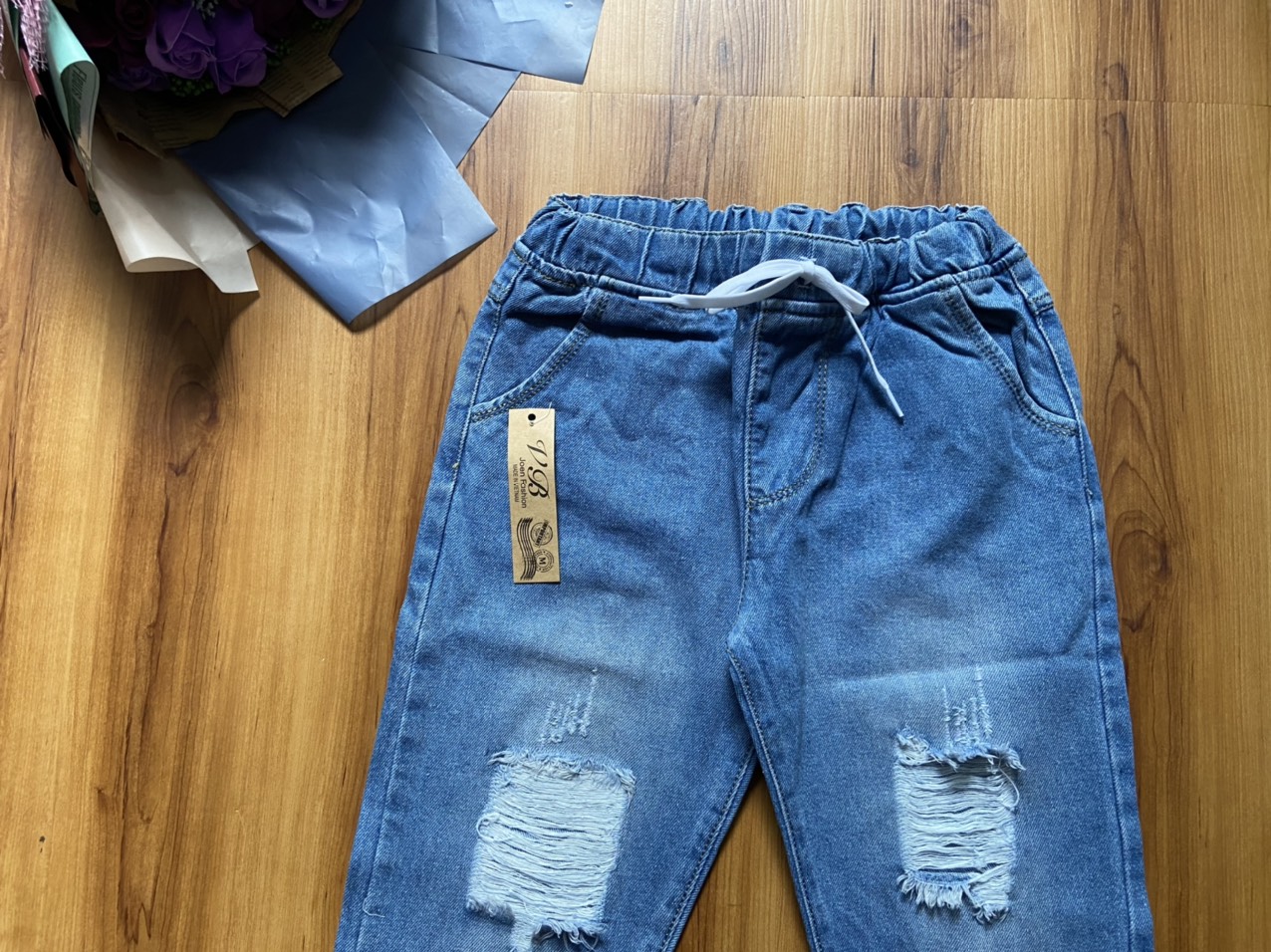 Quần Baggy Jean Nữ Bo Lai Tua M3 SIZE ĐẠI