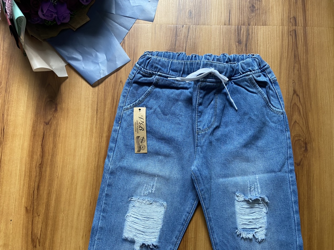 Quần Baggy Jean Nữ Bo Lai Tua M3 SIZE ĐẠI