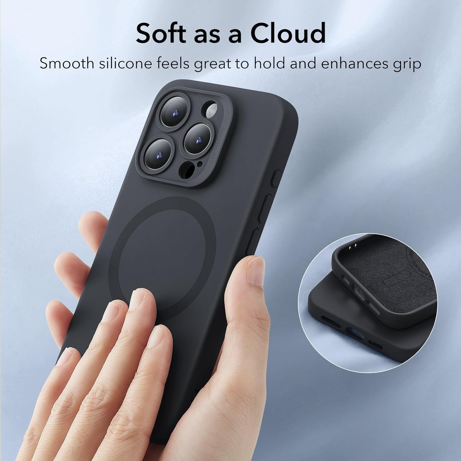 Ốp Lưng cho iPhone 15 Pro Max ESR Cloud Soft Case with HaloLock - Hàng Chính Hãng