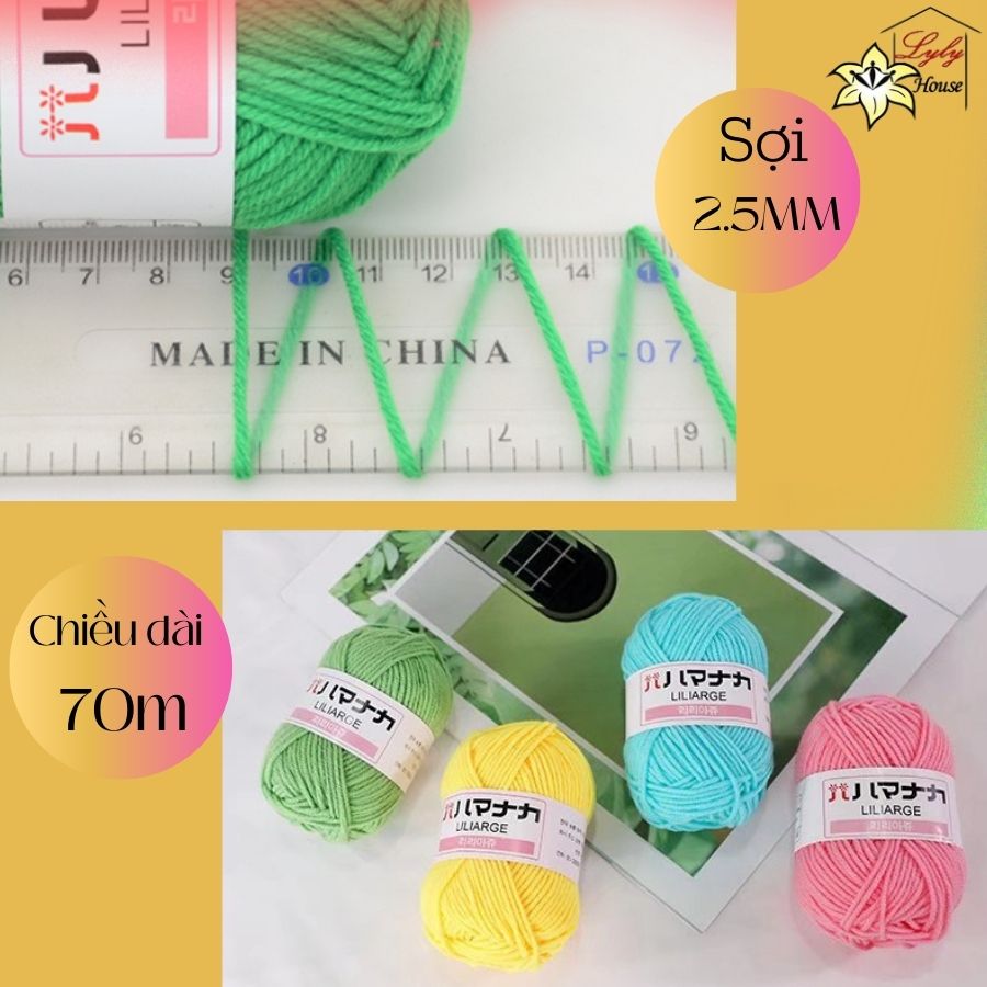 Len sợi đan móc cuộn 25gr bao gồm 50 màu , len milk cotton Hàn Quốc mềm mịn chuyên móc thú hoặc khăn mũ trẻ em