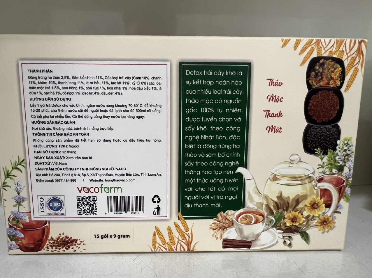 Hộp 15 gói trà detox đông trùng hạ thảo, sâm bố chính, các loại trái cây và thảo mộc giúp thanh lọc cơ thể, giảm cân, giữ dáng và đẹp da