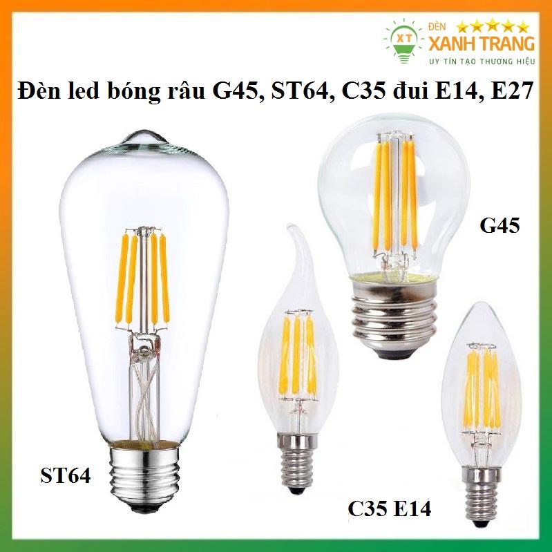 Bóng Đèn LED Edison ST64-4W, G45, C35, bóng led râu đui E14,E27 Ánh Sáng vàng