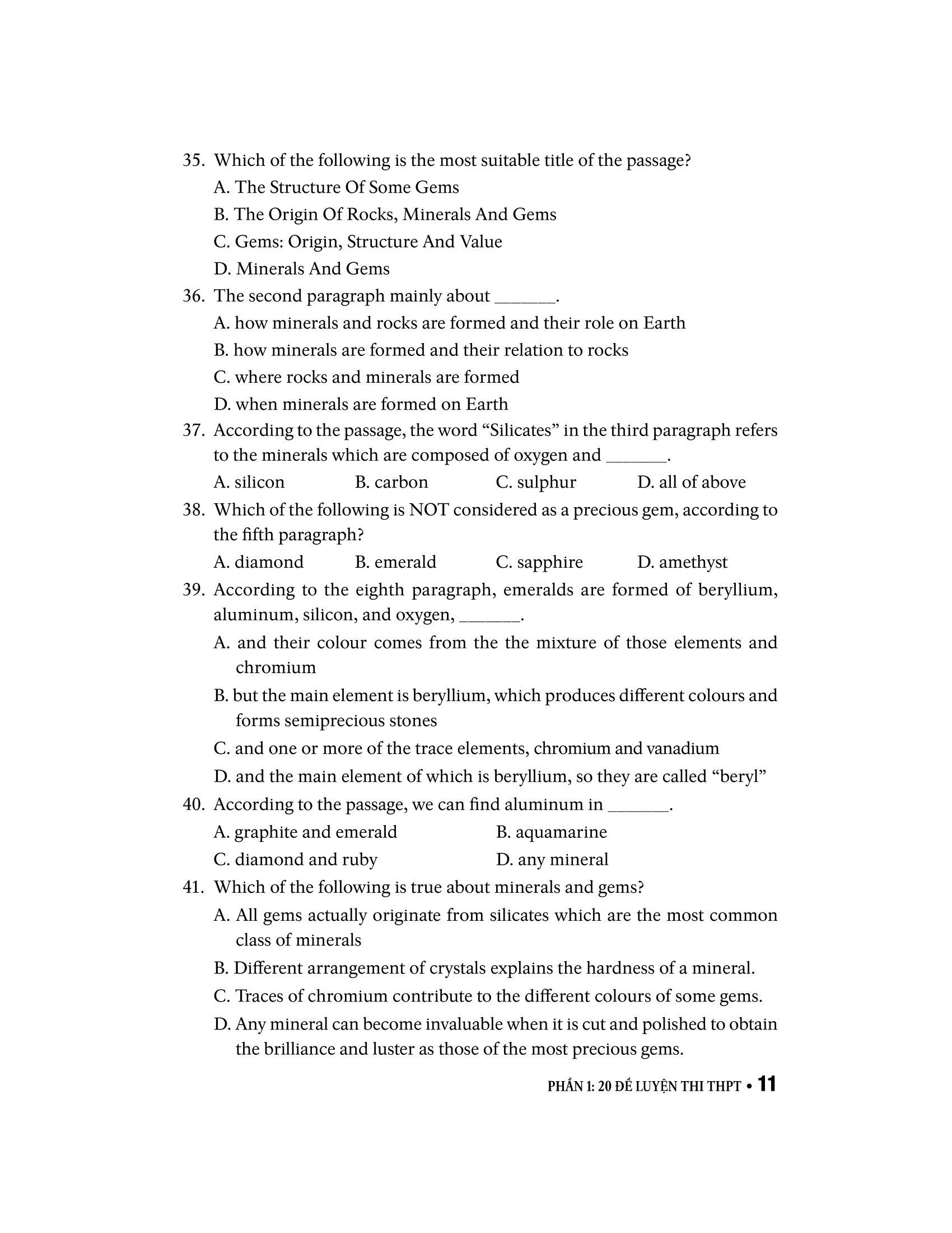 Bộ Đề Luyện Thi THPT Môn Tiếng Anh (2022)