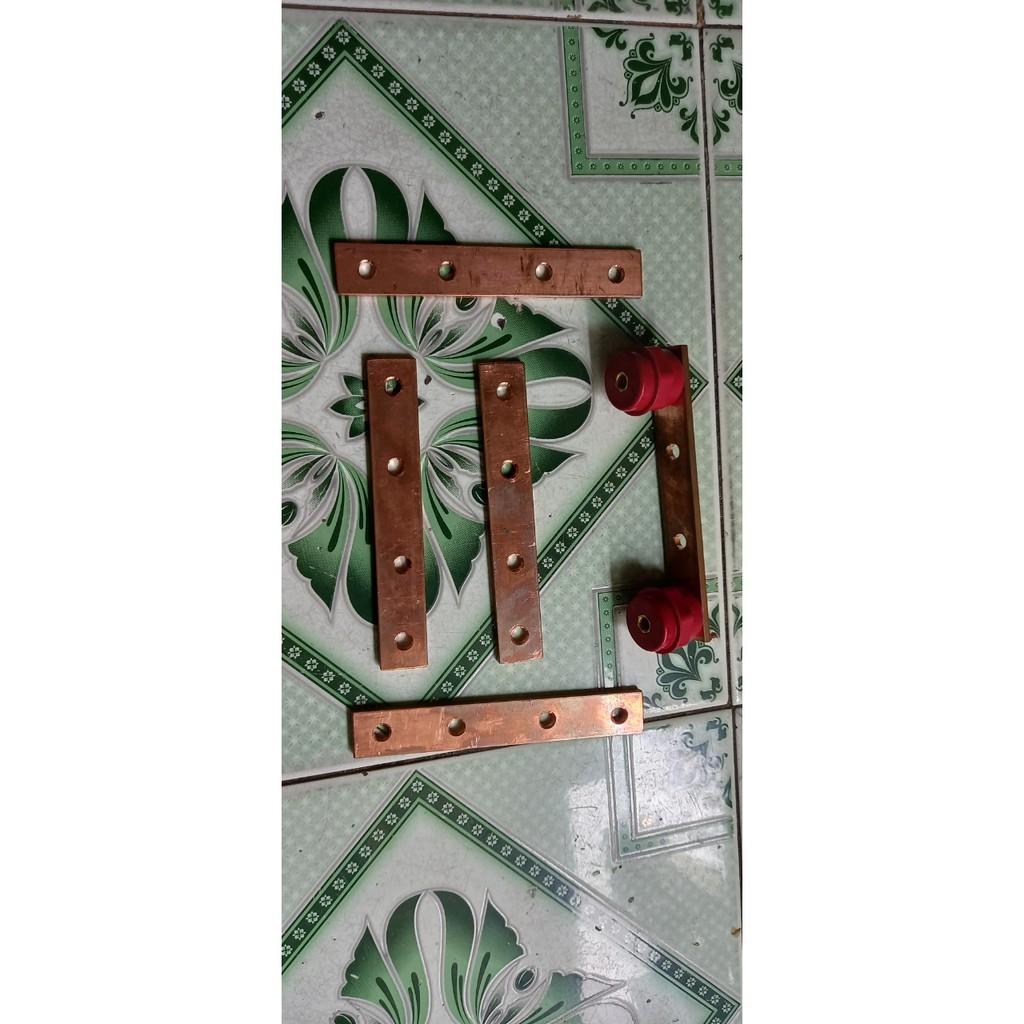 Thanh cái tiếp địa đồng đỏ 30x4x130 + gối đỡ