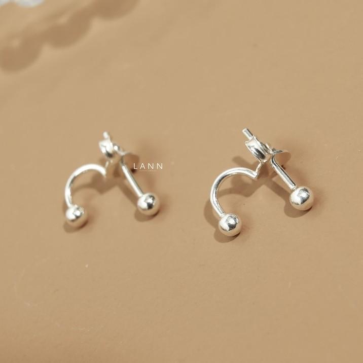 Khuyên Chữ U Hai Đầu Hạt Tròn S925 LANN