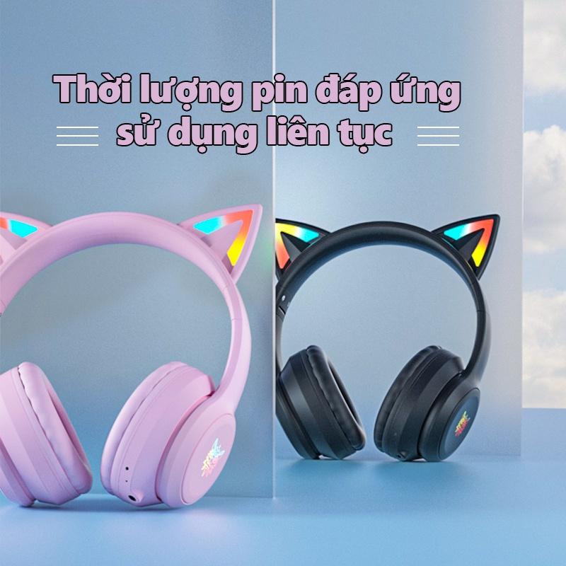 Tai nghe gaming chụp tai chơi game bluetooth không dây headphones hồng ONIKUMA B90 có mic, RGB.