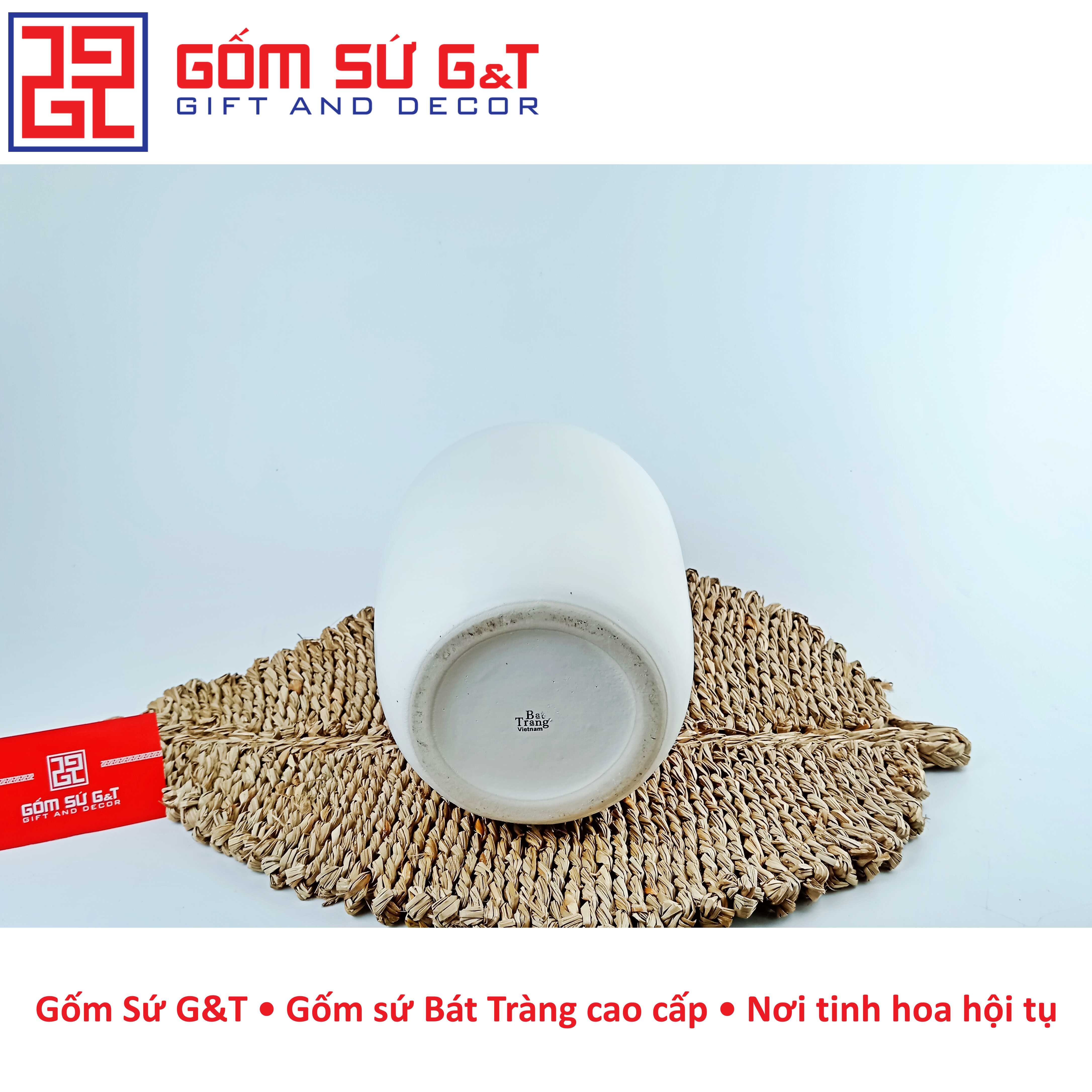 Lọ hoa dáng đèn lồng vẽ đào hồng Gốm Sứ G&amp;T