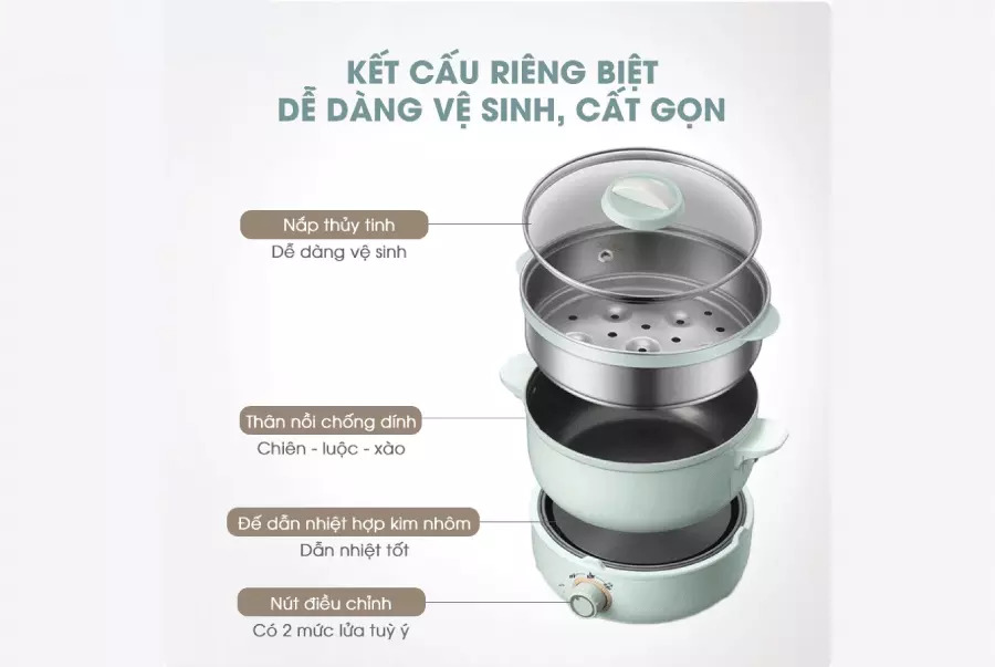 Nồi điện đa năng kèm bếp DHG-B25Z1 dung tích 2,5L