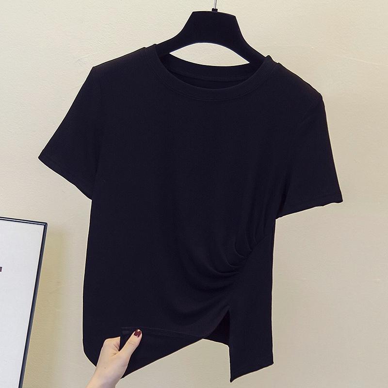 Áo phông nữ kiểu lệch tà - Áo thun nữ dáng ôm body tay ngắn chất thun cotton mềm mại trẻ trung phong cách