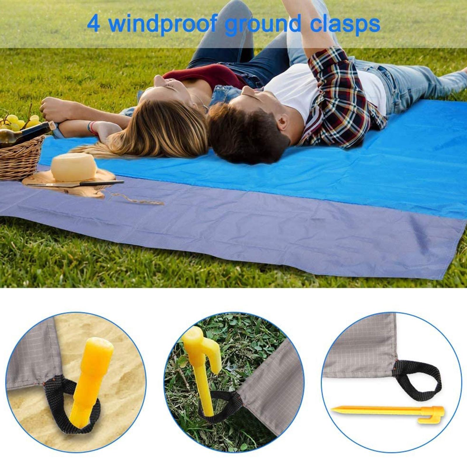 Sandproof Beach Blanket Oversized Beach Mat 78" X 82" Suitable for 4-7 Adults, Waterproof Lightweight Picnic Mat for Travel, Camping, Hiking