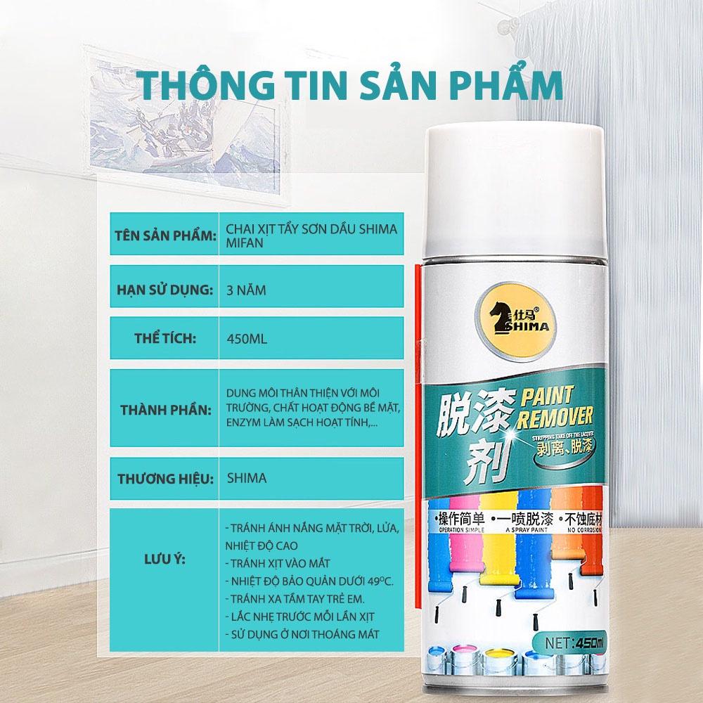 Bình Xịt Tẩy Sơn Dầu Cao Cấp Shima 450ml TAIKOMI- Làm sạch nhanh vết sơn xịt ATM, PU, Acrylic, sắt, chống gỉ