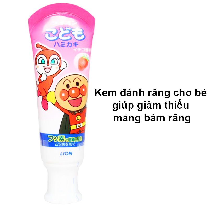 Kem đánh răng trẻ em, Kem đánh răng cho bé nuốt được Lion nội địa Nhật Bản hương vị ngọt cho bé (40gr) – SI017