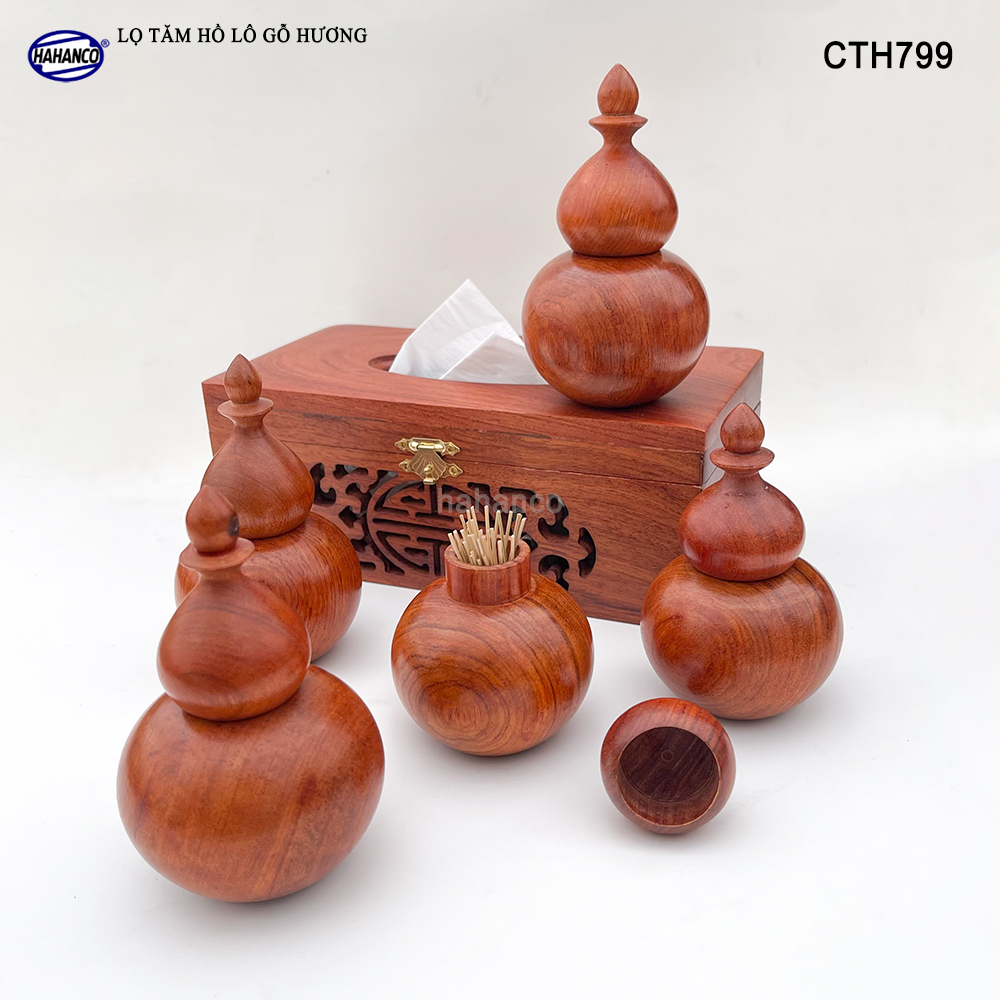 Lọ đựng tăm gỗ Hương - Hình hồ lô - Tinh Tế Sang Trọng Trang trí bàn ăn - CTH799