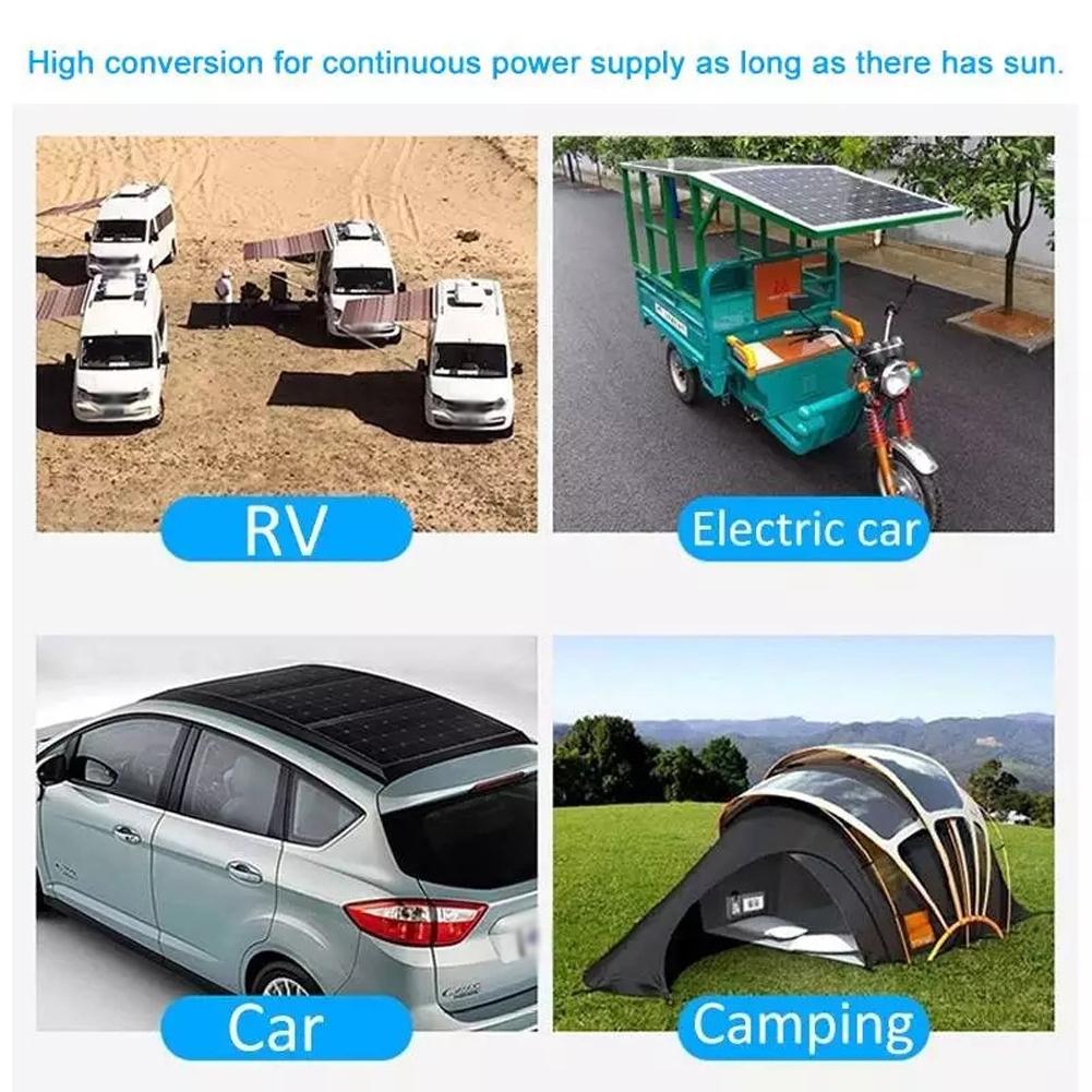 Bộ pin mặt trời đơn tinh thể 18V 25W Bộ sạc điện thoại di động USB kép Cắm trại ngoài trời Chống nước với Bộ điều khiển năng lượng mặt trời 12/24V 100A PWM cho RV Marine