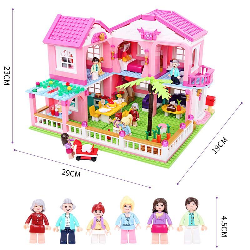 (sẵn) Đồ chơi xếp hình lắp ráp Đồ chơi lego bé gái lego friends mô hình biệt thự gia đình 896 mảnh 6 người  B0721