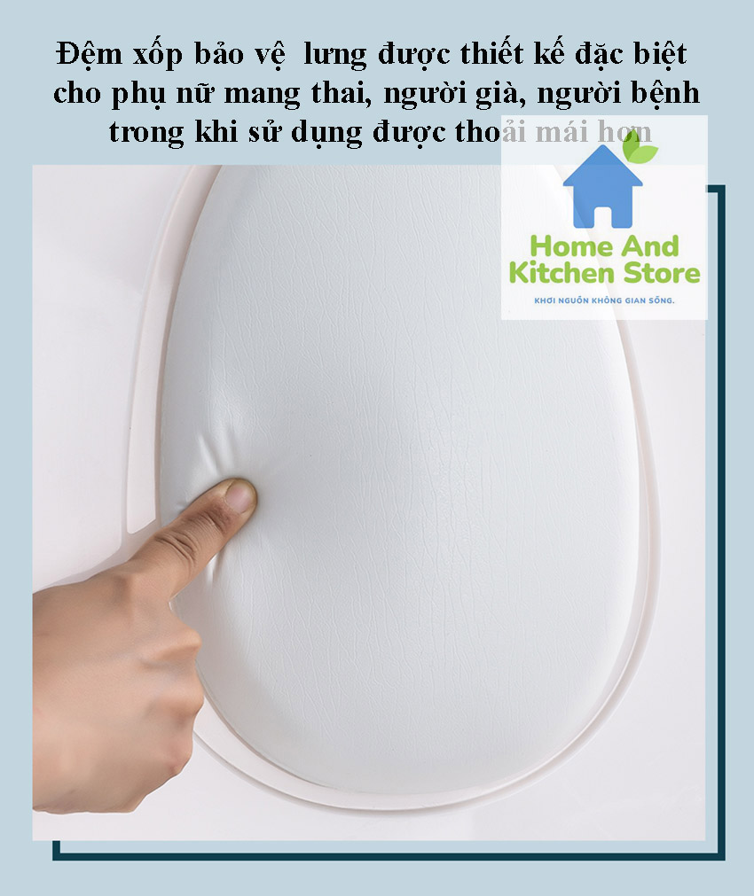 Bồn cầu di động CÓ TAY VỊN, TỰA LƯNG, NÉP KÉP NGĂN MÙI VÀ CHỐNG TRƯỢT BO QUANH cho người già, phụ nữ mang thai, người bệnh khó vận động