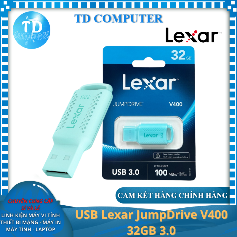 USB Lexar JumpDrive V400 [XANH] 32GB 3.0 - Hàng chính hãng DigiWorld phân phối